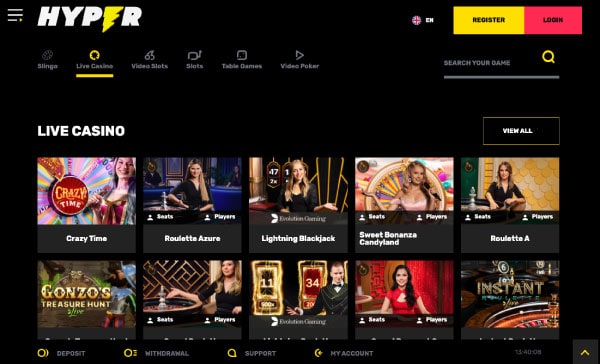 Hyper Casino Live Casino Games