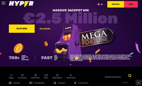 Hyper Casino Online Lobby