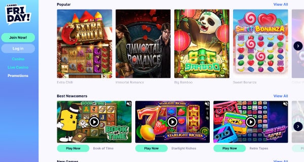 Casino Friday Online Casino Lobby