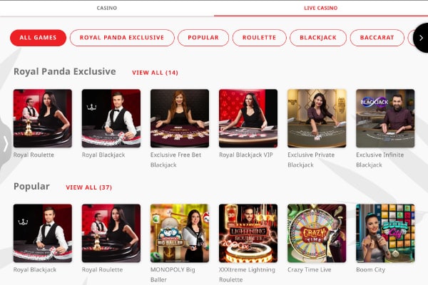 Royal Panda Live Casino Games