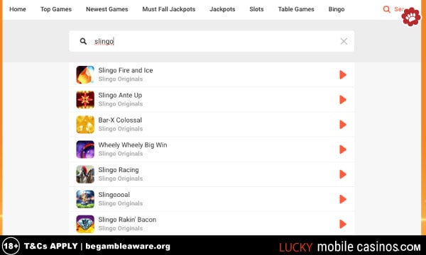 LeoVegas Casino Slingo Games Search
