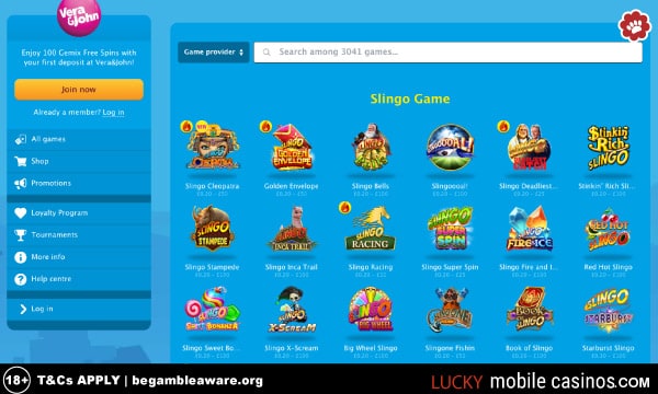 Vera&John Slingo Games List