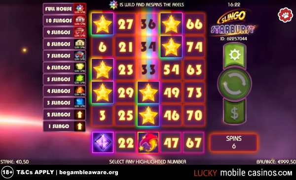 Slingo Starburst Game Example